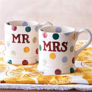 Emma Bridgewater Polka Dot Mr & Mrs 1/2 Pint Mugs